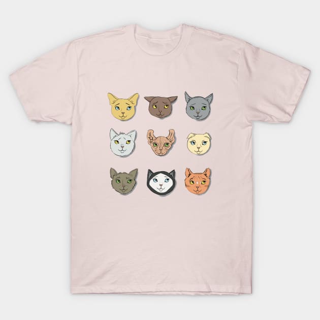 9 Degrees of Cats T-Shirt by Dori Durbin